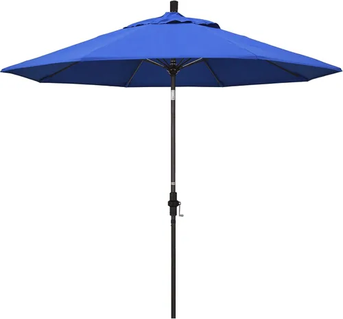 Vista 19 de California Umbrella paraguas de tela Olefin de 9 pies de fibra de vidrio de elevación basculante mercado de aluminio, paraguas con poste de bronce