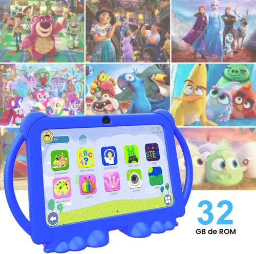 Vista 6 de Tableta para niños de 7 pulgadas, Android 12, 4 GB de RAM, 32 GB de ROM, expansión de 512 GB, con control parental, WiFi, Bluetooth, cámara dual
