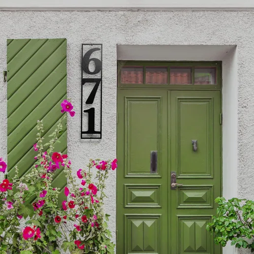 Vista 5 de Números de casa para exteriores, números de dirección de metal para casa, letreros de dirección personalizados para casas, placa de dirección