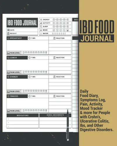 IBD Food Journal Daily Food Diary, Symptoms Log, Pain, Activity, Mood Tracker and More for People with Crohn's, Ulcerative Colitis, IBS, and Other