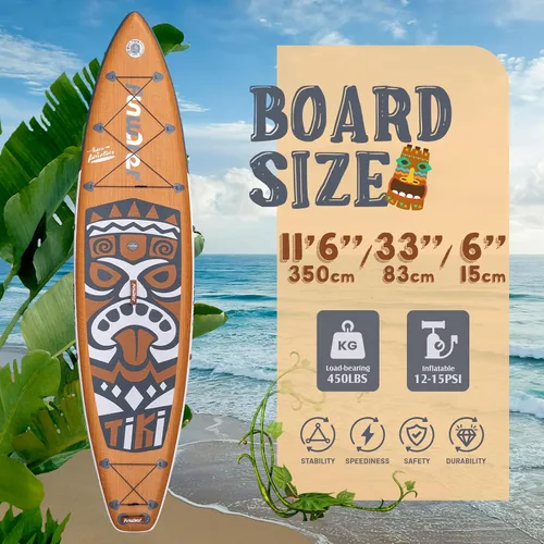 Vista 2 de FunWater 8'/10'/10'6"/11'6" Inflatable Stand Up Paddle Board with Premium SUP Paddleboard Accessories, Wide Stable Anti-Slip EVA Deck,Paddle Boards