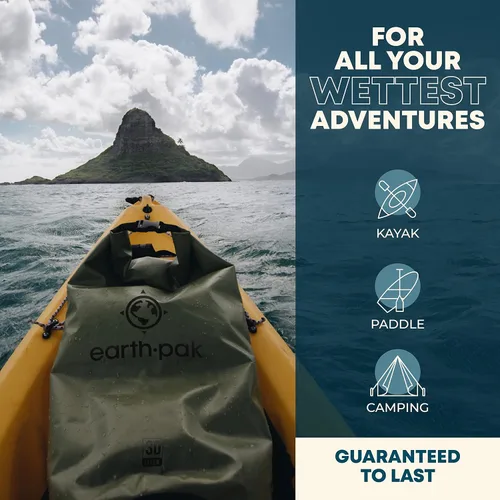 Vista 2 de Earth Pak Bolsa seca impermeable - Mochila impermeable con parte superior enrollable (amarillo 40L y naranja 30L)