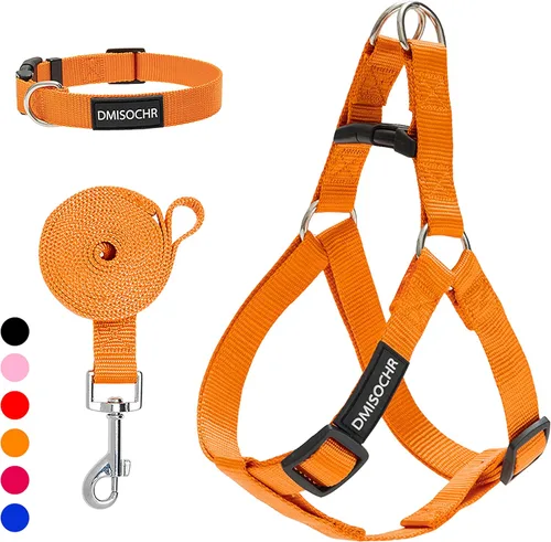 Vista 14 de Arnés para perro sin tirones, arnés ajustable, correa y collar para perros pequeños, medianos y grandes, arnés suave a prueba de escapes