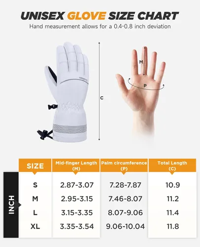 Vista 7 de TANSTC Winter Gloves Men Women Waterproof Touchscreen Ski Gloves, 3M Thinsulate Thermal Snow Gloves with Windproof Cuff, Cold Weather Gloves for