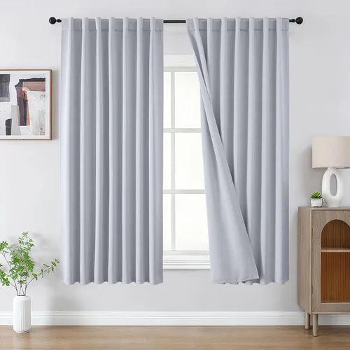 Vista 80 de CUCRAF - Juego de 2 paneles de cortinas opacas de 54 pulgadas, cortina con bolsillo para varilla y pestaña trasera, cortinas oscuras con aislamiento