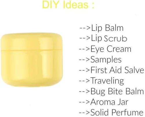 Vista 3 de 20 tarros pequeños de plástico amarillo de 0.7 fl oz para crema con tapas interiores, loción de maquillaje, bálsamo labial y almacenamiento