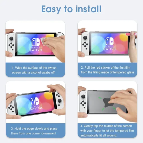 Vista 8 de XINRUISEN Paquete de 2 protectores de pantalla para Nintendo Switch Oled 2023, protector de pantalla de vidrio templado para Nintendo Switch OLED