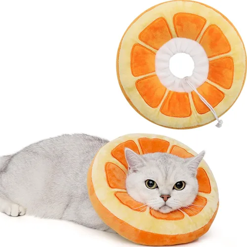 Vista 14 de ANWA Collar de cono ajustable para gato, suave, lindo collar de dona para gato después de la cirugía, conos de recuperación de gatitos para dejar