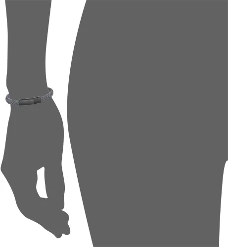 Vista 6 de Geoffrey Beene Pulsera trenzada de cuero genuino para hombre con cierre de acero inoxidable