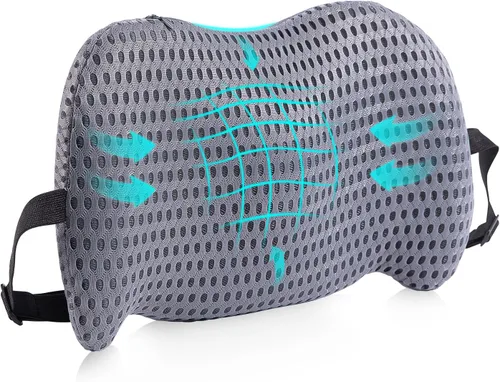 Vista 9 de Almohada de apoyo lumbar para silla de oficina, almohada lumbar de automóvil, alivio del dolor de espalda baja de la espalda, cojín de espuma A-negro