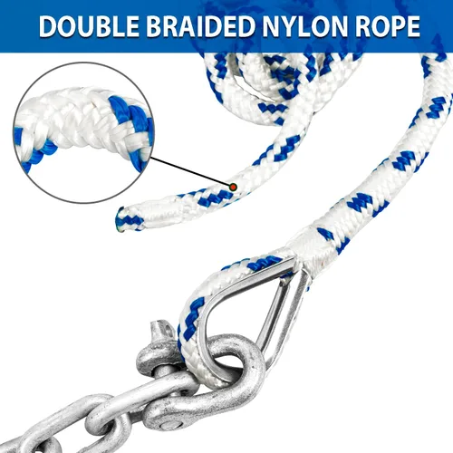 Vista 5 de Young Marine El kit de anclaje galvanizado estilo Fluke incluye anclaje galvanizado Fluke, cuerda, grilletes, cadena de 8 libras, 10 libras, 13