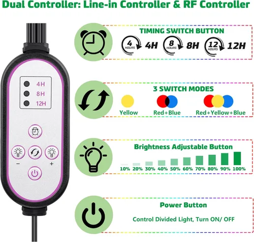 Vista 2 de Luces de cultivo LED para plantas de interior, espectro completo con soporte de trípode ajustable de 15 a 63 pulgadas, lámpara de cultivo de suelo