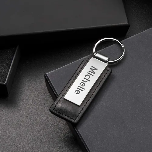Vista 6 de Personalized Keychains Engraved Metal or Leather Keychain Custom Key Chain for Car Keys Father's Day Gift