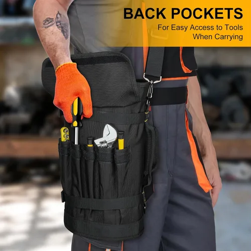 Vista 3 de Bolsa de herramientas, organizador grande de herramientas enrollable, bolsa de almacenamiento de rollo de herramientas de 13 bolsillos, bolsa