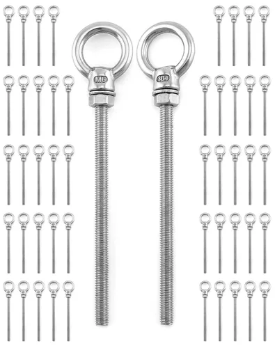 Vista 31 de QWORK Cáncamos roscados, paquete de 5, 3/4" x 4" tornillos de acero inoxidable de grado marino para hombro