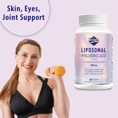 Vista 5 de Suplementos de ácido hialurónico liposomal de 1000 mg de alto biodisponibles cápsulas de ácido hialurónico dietético con polisacáridos de tremella