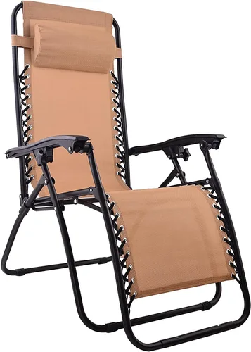 Vista 9 de BTEXPERT Sillas de malla de acero ajustables de gravedad cero para exteriores, patio, reclinable, playa, patio, jardín con bandeja de almohada