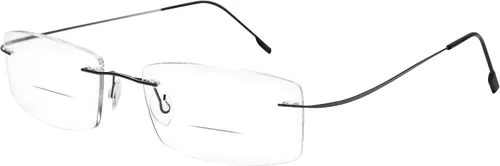 HUIHUIKK Gafas de lectura bifocales con marco sin montura súper ligeras+1.50 lentes grises para lectores con estuche