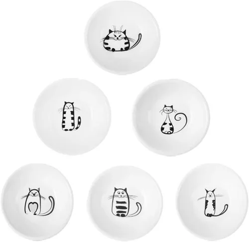 Vista 7 de Lindos platos de cerámica para salsas laterales de gato, mini plato de condimentos en forma de corazón, cuenco de sushi y soja, platillos