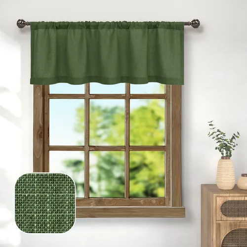 Vista 10 de Pitalk - Cenefa de ventana de lino negro para cocina, bolsillo para barra de 3 pulgadas, semitransparente, estilo bohemio moderno de granja, cenefa