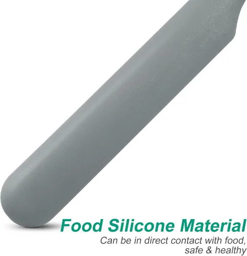 Vista 4 de Kichvoe Espátula de silicona para tarro – Espátula antiadherente para masa madre – Spurtle de goma estrecha gris resistente al calor cuchara