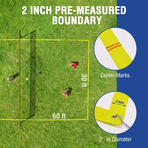 Vista 7 de Professional Heavy Duty Volleyball Net Set for Backyard & Beach, Outdoor Net System with Steel Anti-Sag Winch, 32FT Reinforced Net, Height