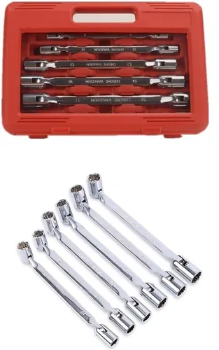 FLZOSPER Juego de 6 llaves métricas flexibles dobles de 0.315-0.748 in, 12 puntos con caja de almacenamiento