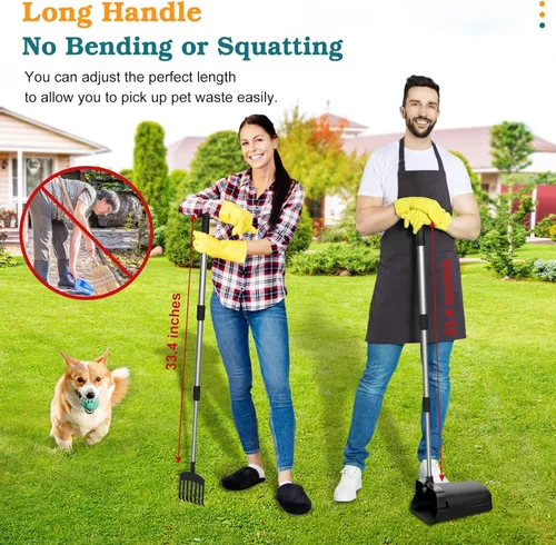 Vista 3 de Kit de rastrillo giratorio para excrementos de perro con 20 bolsas de basura para perros grandes, resistentes, medianos y pequeños, cuchara
