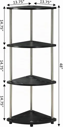 Vista 3 de Convenience Concepts Designs2Go - Estantería esquinera de 4 niveles, color negro