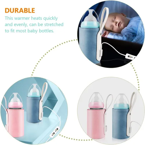 Vista 3 de FRCOLOR Portable Bottle Warmer Sleeve USB Rechargeable Travel Milk Heater with Intelligent Temperature Control and Timer Compact Insulated Warmer