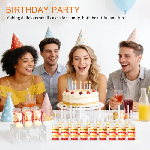 Vista 4 de Paquete de 24 recipientes para tartas con tapas, multiusos, recipientes de plástico reutilizables para tartas, para cupcakes, confeti, helados
