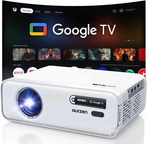 Vista 9 de Aurzen EAZZE - Proyector inteligente compatible con Google TV D1G 4K con WiFi y Bluetooth, enfoque automático y Keystone, Dolby Audio, Zoom