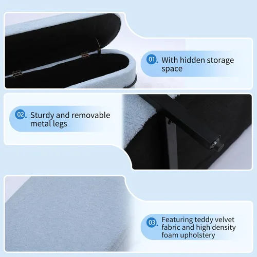 Vista 73 de Babion Banco otomano de almacenamiento con brazos, banco de extremo de cama para dormitorio, banco de almacenamiento con botones para entrada, sala