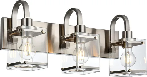 Vista 8 de Lámparas de baño negras sobre el espejo, apliques de pared de 3 luces, lámpara de tocador industrial, accesorios de iluminación de granja para baño