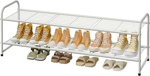 Vista 12 de Zapatero de metal de 2 niveles para armario, apilable, negro