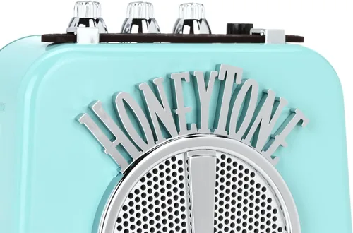 Vista 4 de Danelectro Honeytone N-10, amplificador pequeño de guitarra, color aqua
