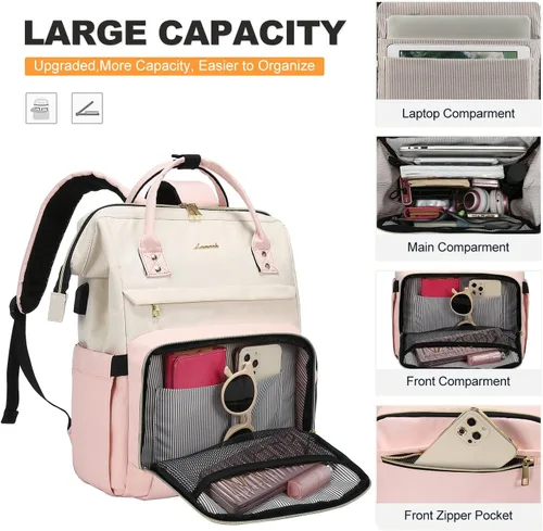 Vista 3 de LOVEVOOK Laptop Backpack for Women Fashion Business Computer Backpacks Travel Bags Purse Doctor Nurse Work Backpack with USB Port, Fits 15.6-Inch