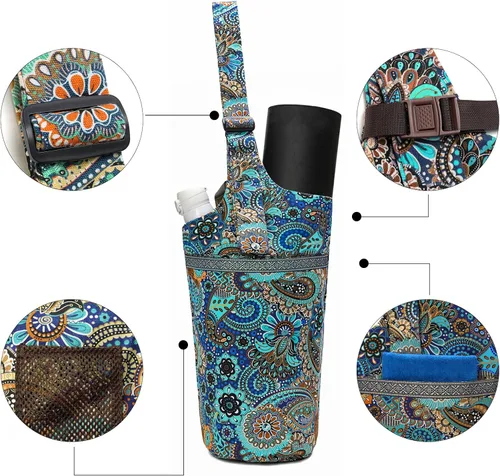 Vista 3 de IwIeIaIrI Yoga Mat Bag Cylinder for Women with Large Zipper Pocket