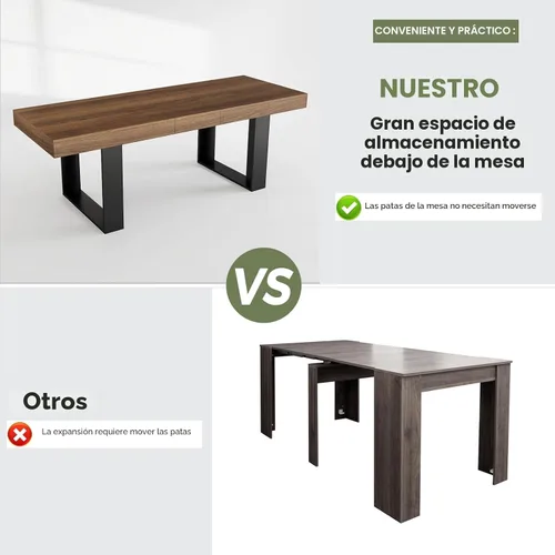 Vista 7 de STHOUYN Mesa de comedor rústica extensible de estilo granja para 8 10, 70.9" (86.6") x 31.5", Mesa de comedor rectangular para 6-10, Mesa de cocina