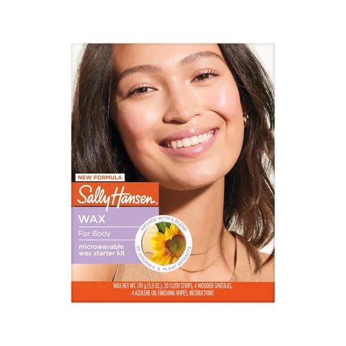 Kit de cera microondable Sally Hansen para piernas, axilas y bikini | Elimina el vello desde la raíz – Vegano y probado por dermatólogos