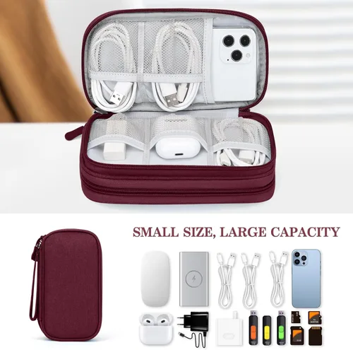 Vista 425 de FYY Organizador para accesorios electrónicos, para viajes, para cables, celular y cargadores, estuche portátil, impermeable, doble capa, bolsa