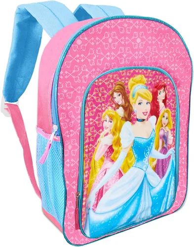 Vista 2 de Disney Juego de mochila y lonchera de princesa para niñas, paquete con bolsa escolar de princesa, bolsa de almuerzo, calcomanías y botella de agua