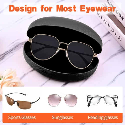 Vista 6 de Paquete de 2 fundas rígidas grandes para lentes de sol, funda protectora para gafas de sol y lentes