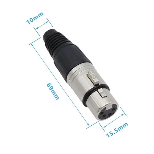 Vista 6 de Conector de cable XLR de 4 pines XLR de 4 pines, conector hembra de conector de micrófono, adaptador de audio para micrófono, paquete de 4