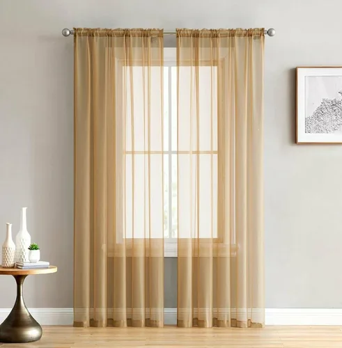 Vista 9 de Empire Home Charli - Juego de 2 paneles de cortina de gasa transparente sólida para ventana (120 pulgadas, súper largos, beige)