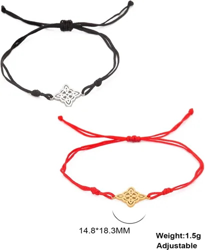 Vista 6 de unift Pulsera para mujer con nudo de bruja celta, pulsera mágica en capas de acero inoxidable, pulsera mística de doble cuerda, joyería celta, Sin