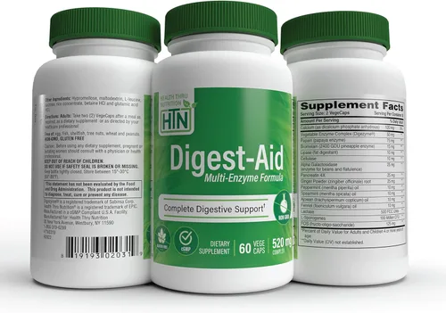 Vista 5 de Digest-Aid - Fórmula completa de enzimas digestivas con prebiótico y probiótico, soporte para la digestión y absorción de nutrientes, alivio