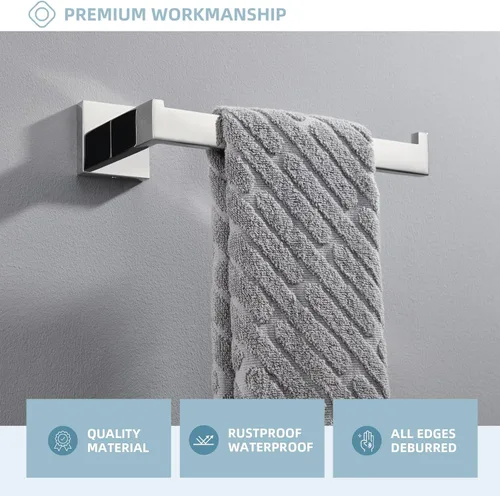 Vista 3 de Angle Simple SUS304 - Toallero de mano de acero inoxidable para baño, para pared, cromo pulido, 10.24 pulgadas
