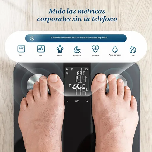 Vista 8 de Etekcity - Báscula inteligente mejorada para peso corporal, apta para FSA y HSA, báscula digital de baño con IMC, grasa corporal, masa muscular, 13