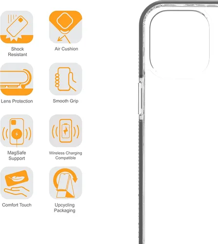 Vista 4 de ARMOR Funda Signature para iPhone 12 Pro / 12, transparente con cinta gris